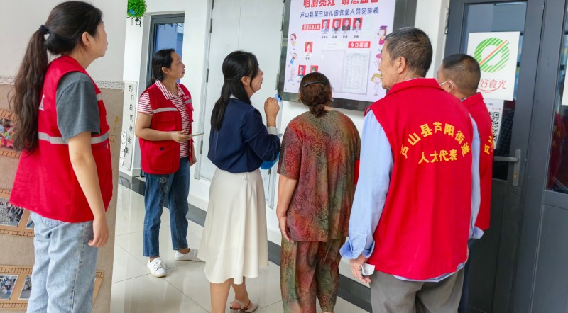 003代表们查看学校食堂人员配备及相关情况.jpg